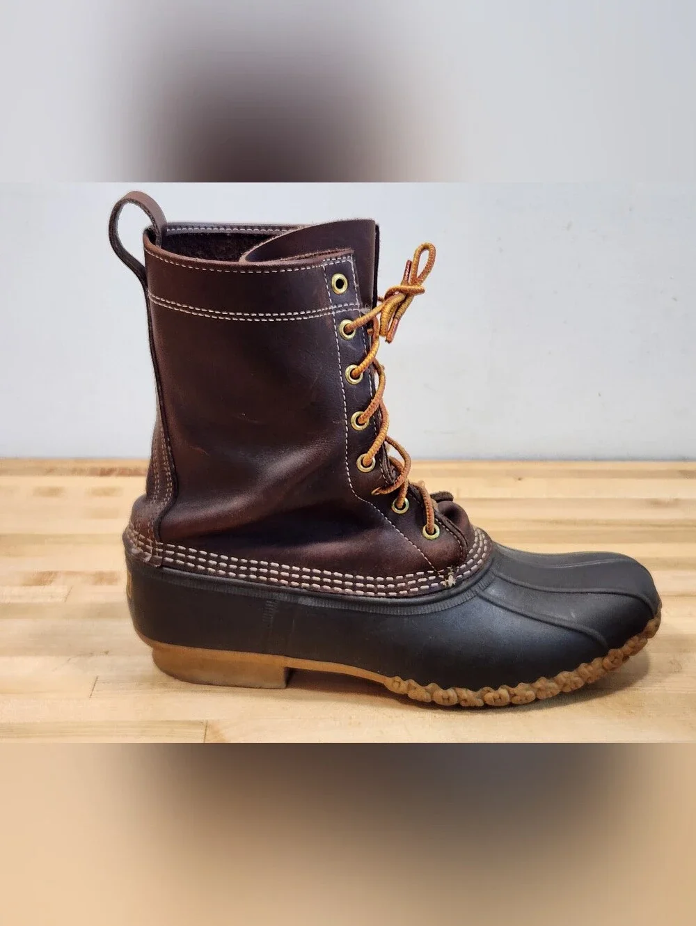 Vintage L.L. Bean Brown Leather and Rubber Duck Boots Unlined  Mens 11 N